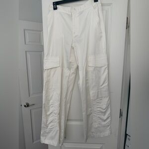 Zara Women’s Satin Ivory Cargo Pants